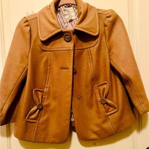 Excellent condition, camel colored wool, crop length, Tulle Coat, size small